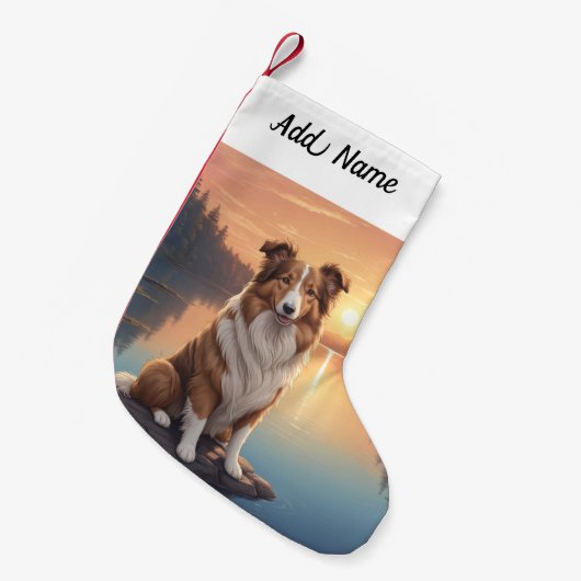 Collie Dog Kleiner Weihnachtsstrumpf (Vorderansicht (hängend))