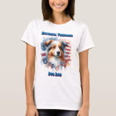 Collie Dog mit amerikanischer Flagge T-Shirt (Vorderseite)