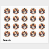 Collie Dog mit dynamischem geometrischem Hintergru Runder Aufkleber (Blatt)