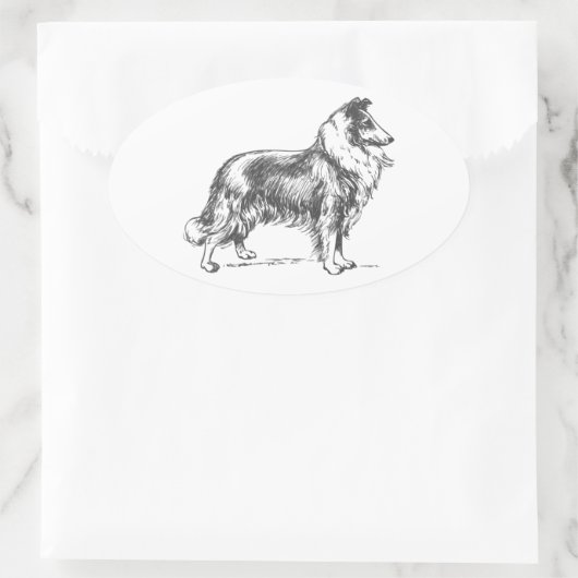 Collie Dog Ovaler Aufkleber (Tasche)