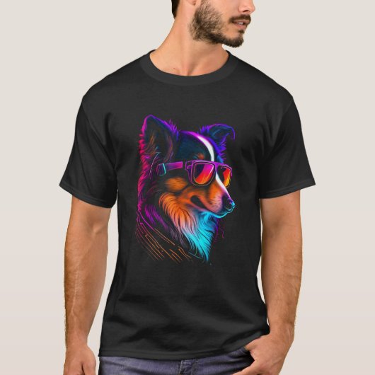 Collie Dog owner Vaporwave Notorious DJ T-Shirt (Vorderseite)