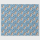 Collie Dog Paw Print Pattern auf blau Geschenkpapier (Flach)