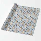 Collie Dog Paw Print Pattern Geschenkpapier (Ungerollt)