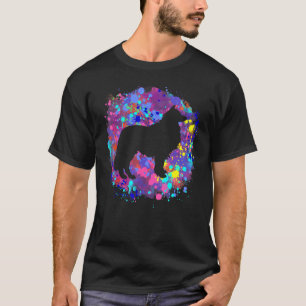 Collie Dog Pink Watercolor Spritzer Art Liebe Hund T-Shirt