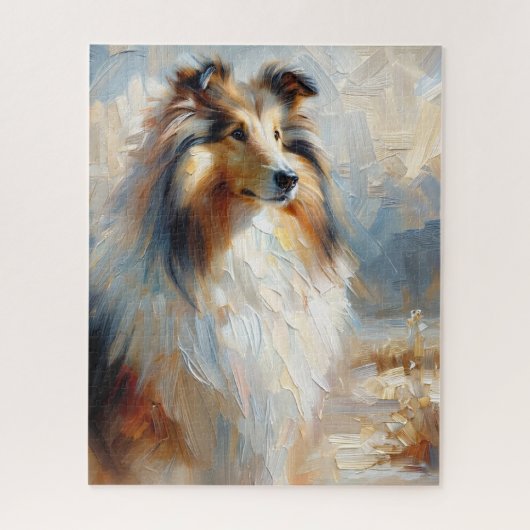 Collie Dog Portrait Painting Puzzle (Vertikal)
