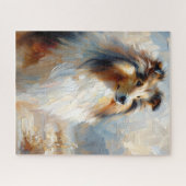 Collie Dog Portrait Painting Puzzle (Horizontal)