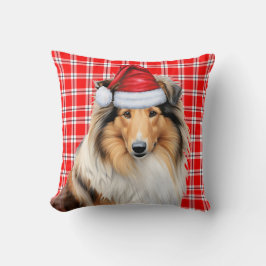 Collie Dog Red Kariert Weihnachtsfeiertag Kissen