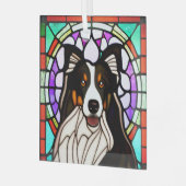 Collie Dog "Stains Glass" Ornament Aus Glas (Vorderseite links)