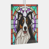 Collie Dog "Stains Glass" Ornament Aus Glas (Vorderseite Rechts)
