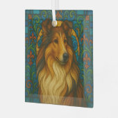 Collie Dog "Stains Glass" Ornament Aus Glas (Vorderseite links)
