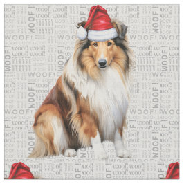 Collie Dog über das graue Woof Art Weihnachtsfest Stoff