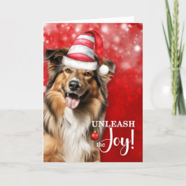 Collie Dog Unleash the JoChristmas Feiertagskarte