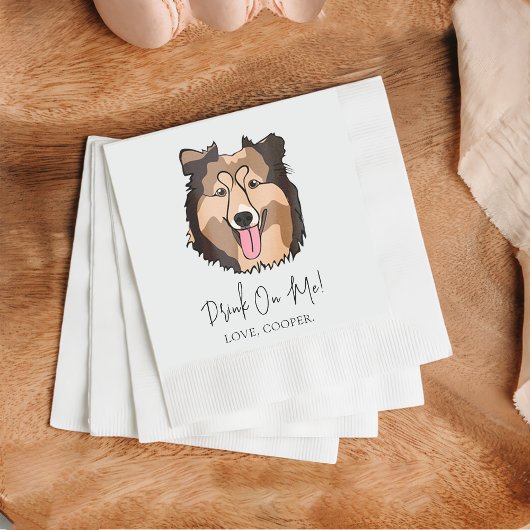 Collie Drink on Me Hund Custom Cocktail Napkin Serviette