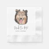 Collie Drink on Me Hund Custom Cocktail Napkin Serviette (Vorderseite)