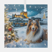 Collie-Feiertag Ornament Aus Glas (Vorderseite)