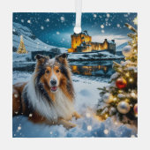 Collie-Feiertag Ornament Aus Glas (Rückseite)