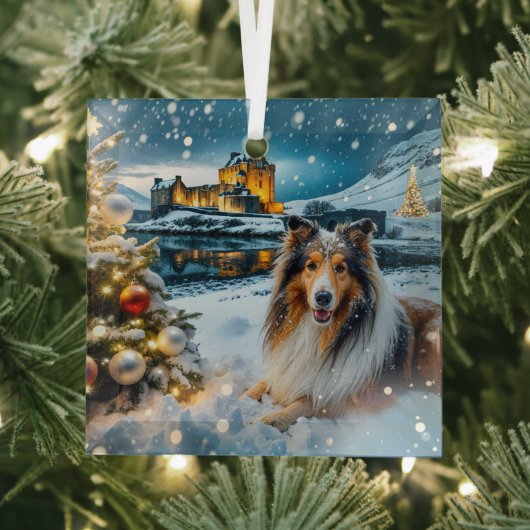Collie-Feiertag Ornament Aus Glas (Insitu)