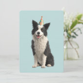 Collie Geburtstagsfeier Einladung (Stehend Vorderseite)