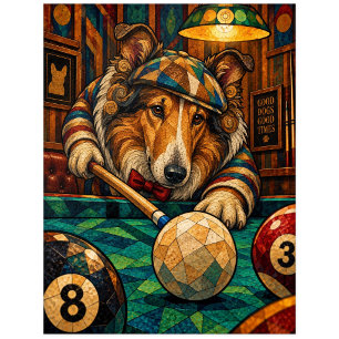 Collie, geometrisches Mosaik Postkarte