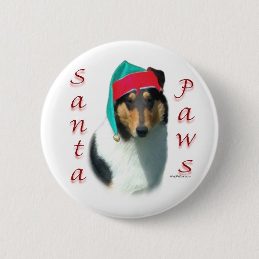 Collie (glatt) Santa Paws Button (Vorderseite)