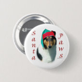 Collie (glatt) Santa Paws Button (Vorne & Hinten)