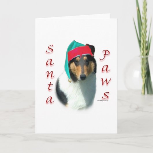 Collie (glatt) Santa Paws Feiertagskarte (Vorderseite)