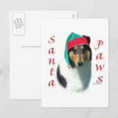 Collie (glatt) Santa Paws Feiertagspostkarte (Vorne/Hinten)