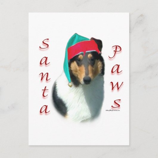 Collie (glatt) Santa Paws Feiertagspostkarte (Vorderseite)