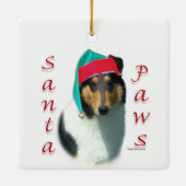 Collie (glatt) Santa Paws Keramikornament (Rückseite)