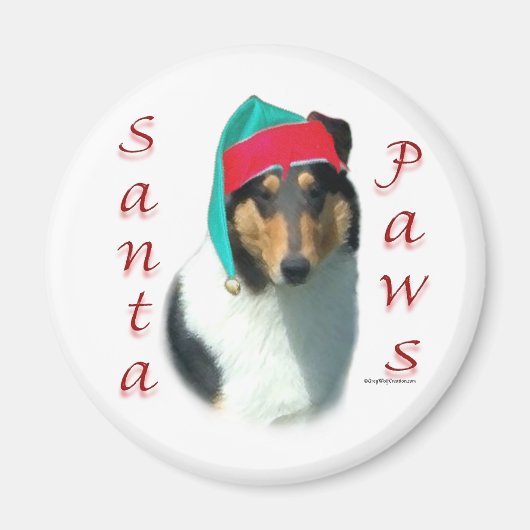 Collie (glatt) Santa Paws Magnet (Vorne)