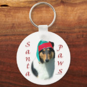 Collie (glatt) Santa Paws Schlüsselanhänger (Rückseite)