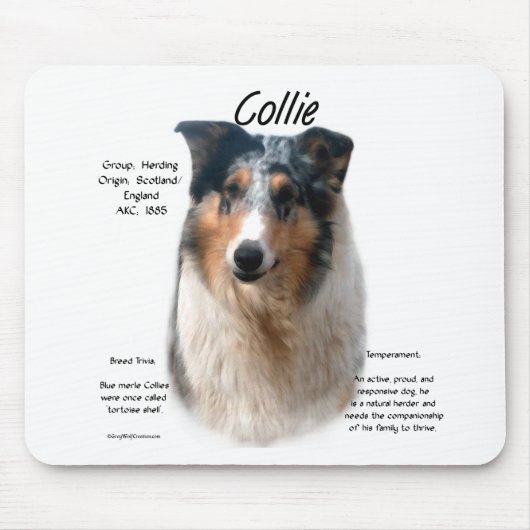 Collie (glattes Merle) Historie Design Mousepad (Vorne)
