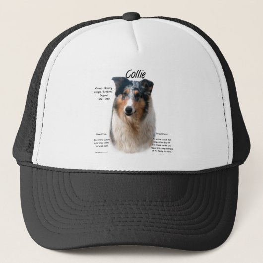 Collie (glattes Merle) Historie Design Truckerkappe (Vorderseite)
