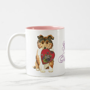 Collie Heart Mama Zweifarbige Tasse