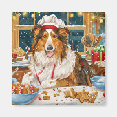 Collie Holiday Baking: Feierliche Weihnachten Magnet (Vorne)