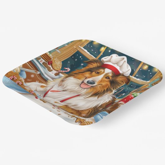 Collie Holiday Baking: Feierliche Weihnachten Pappteller (Gewinkelt)