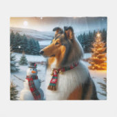 Collie Holiday  Fleecedecke (Vorderseite (Horizontal))