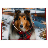 Collie Holiday  Große Geschenktüte (Vorderseite)