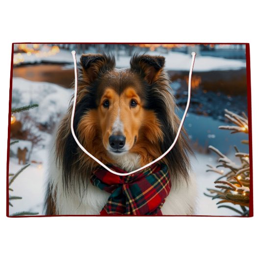Collie Holiday  Große Geschenktüte (Vorderseite)