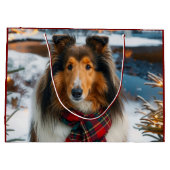 Collie Holiday  Große Geschenktüte (Rückseite)