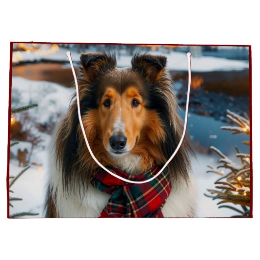 Collie Holiday  Große Geschenktüte (Rückseite)