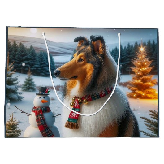 Collie Holiday  Große Geschenktüte (Rückseite)