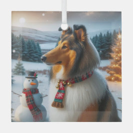 Collie Holiday  Ornament Aus Glas