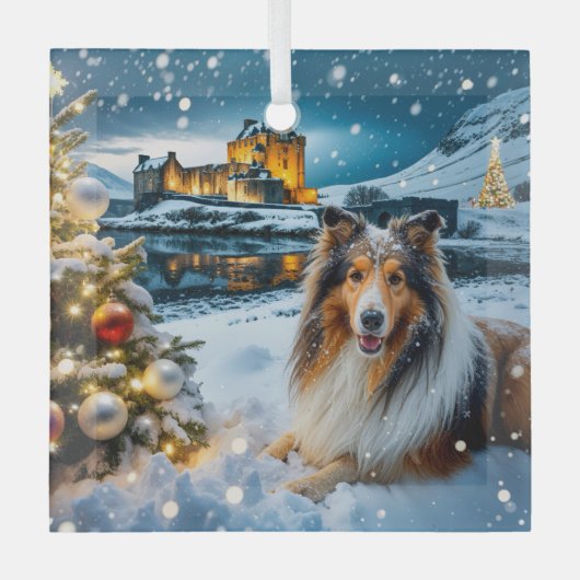 Collie Holiday  Ornament Aus Glas (Vorderseite)