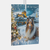 Collie Holiday  Ornament Aus Glas (Vorderseite Rechts)