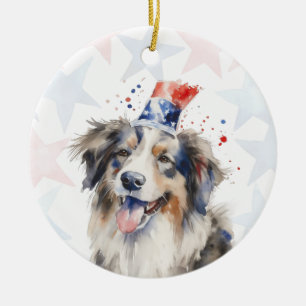 Collie Hund, 4. Juli Personalisiert Keramik Ornament