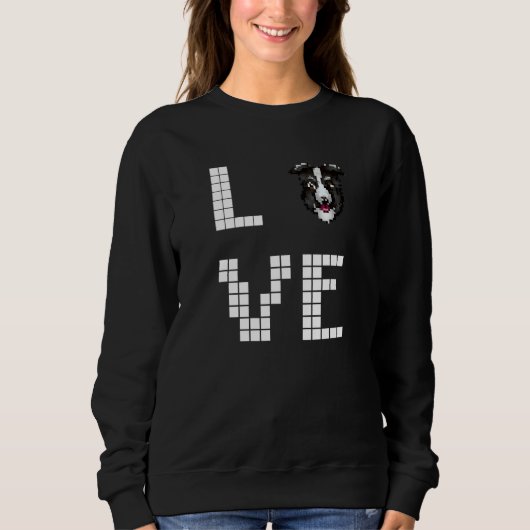 Collie Hund Pixelkunst Sweatshirt (Vorderseite)