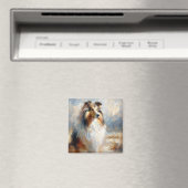 Collie-Hund - Treuer Blick Malerei Magnet (In Situ (Geschirrspüler))