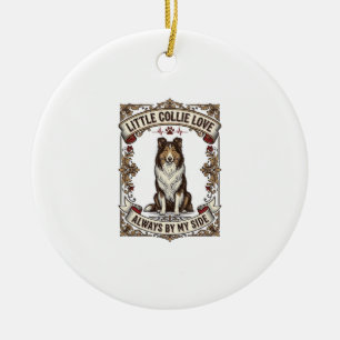 Collie-Hundefan-Shirt mit Vintage-Spruch Gravur Keramik Ornament