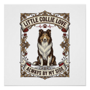 Collie-Hundefan-Shirt mit Vintage-Spruch Gravur Poster